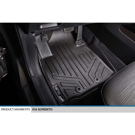 SMARTLINER Custom Fit Floor Liners For 2014-2015 Kia Sorento (with 3rd Row Seats) - Black / 2 Row Floor Mat Liner Set & Cargo Liner Behind the 2nd Row