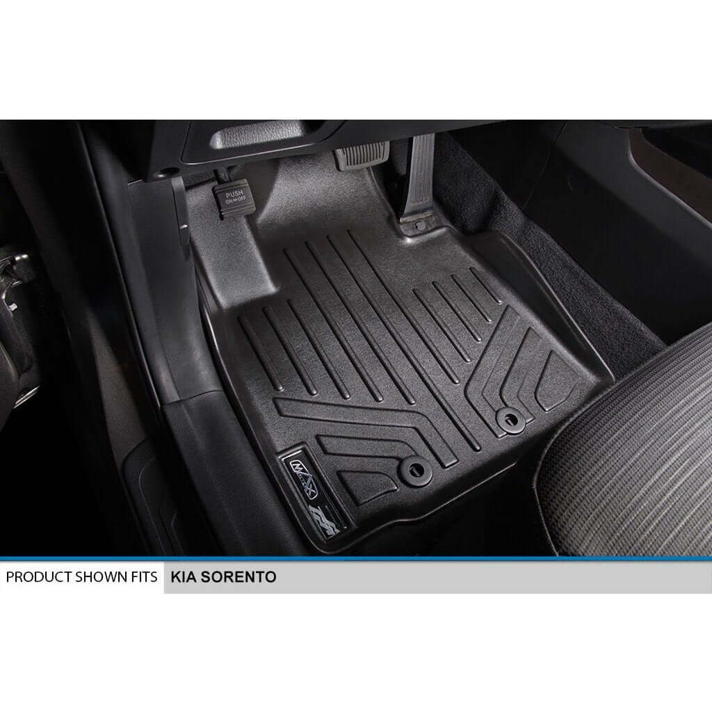 SMARTLINER Custom Fit Floor Liners For 2014-2015 Kia Sorento (with 3rd Row Seats) - Black / 2 Row Floor Mat Liner Set & Cargo Liner Behind the 2nd Row