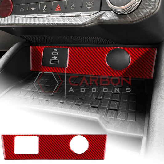 2024+ S650 Mustang Real Carbon Fiber USB/12v Outlet Trim Overlay