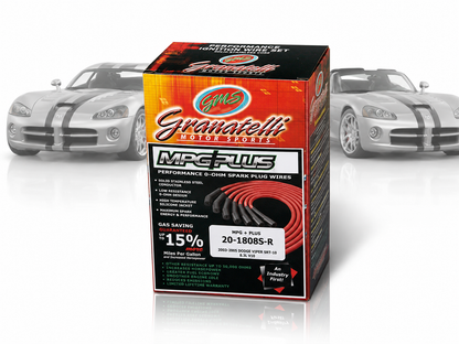 Granatelli 0-Ohm Red Performance Spark Plug Wires for 2003-2005 Dodge Viper 8.3L V10 – 20-1808S-R