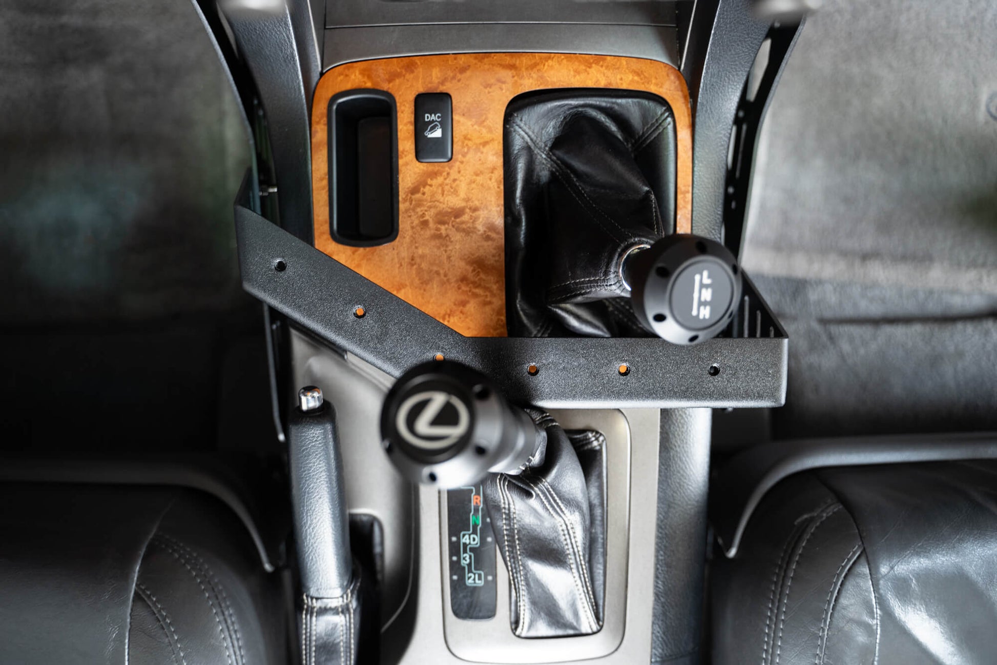 Top-Down View of the 2003-2009 Lexus GX 470 Center Console Molle Panels & Digital Device Bridge