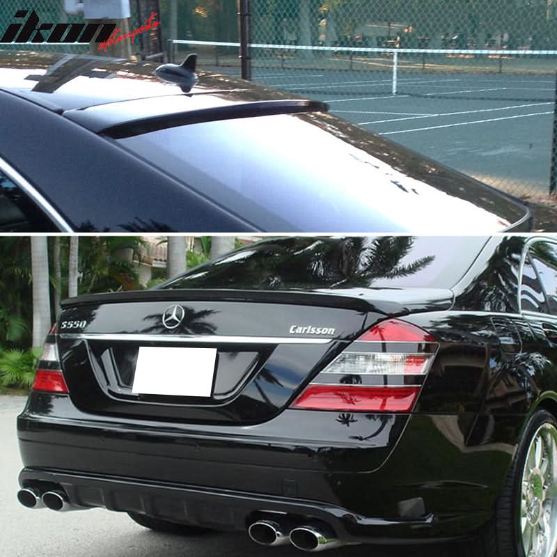 Fits 07-13 Benz S Class W221 Trunk Spoiler & L Type Roof Wing ABS