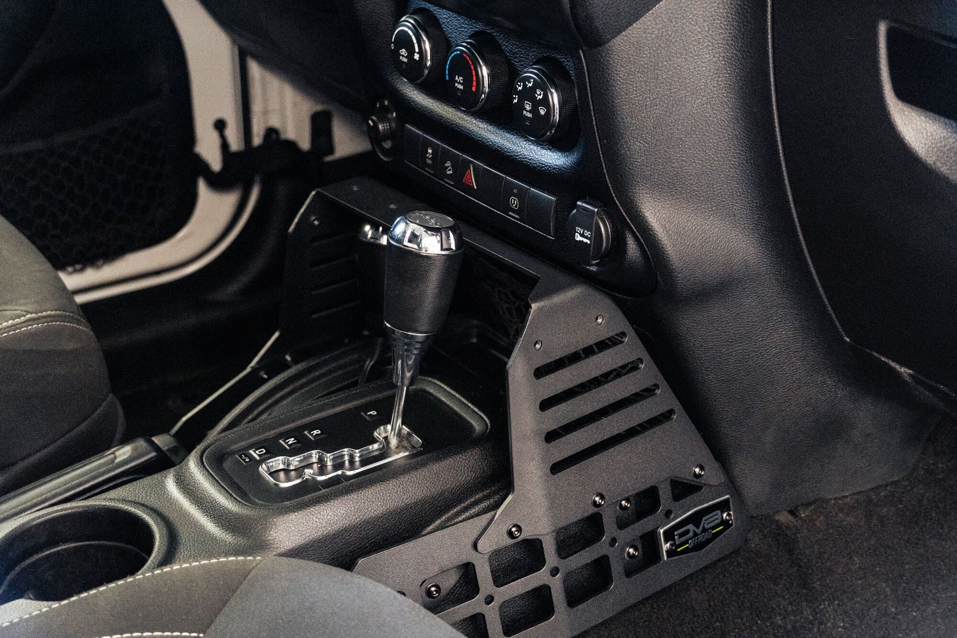 Passenger side of the 2007-2018 Jeep Wrangler JK Center Console Molle Panels & Device Bridge