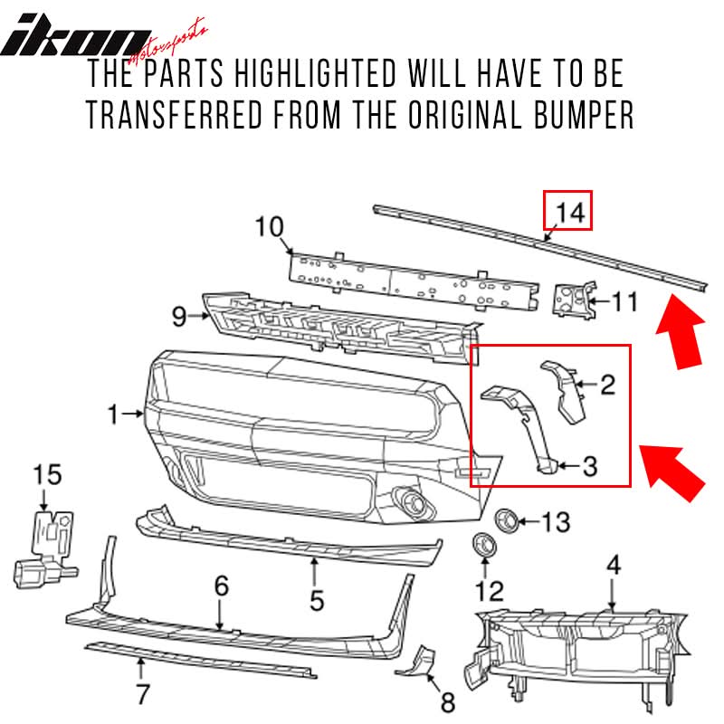 2008-2014 Dodge Challenger Front Bumper + SRT Front Lip PP
