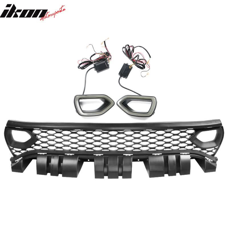 2015-2023 Dodge Charger SRT Style Black Upper Lower Grille LED Lights