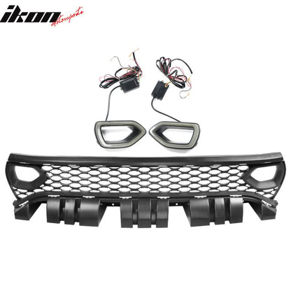 2015-2023 Dodge Charger SRT Style Black Upper Lower Grille LED Lights