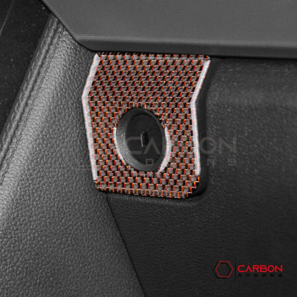 Reflective Carbon Fiber Glove Box Lock Trim Overlay for 2015–2023 Ford Mustang