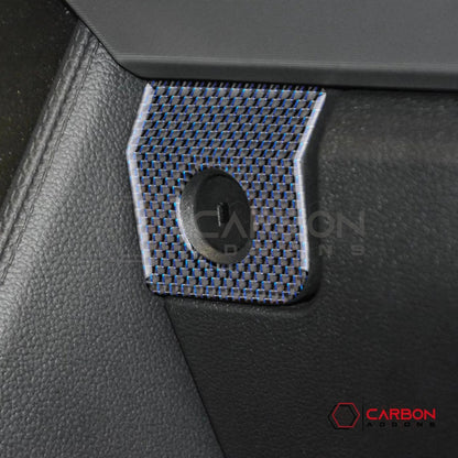 Reflective Carbon Fiber Glove Box Lock Trim Overlay for 2015–2023 Ford Mustang