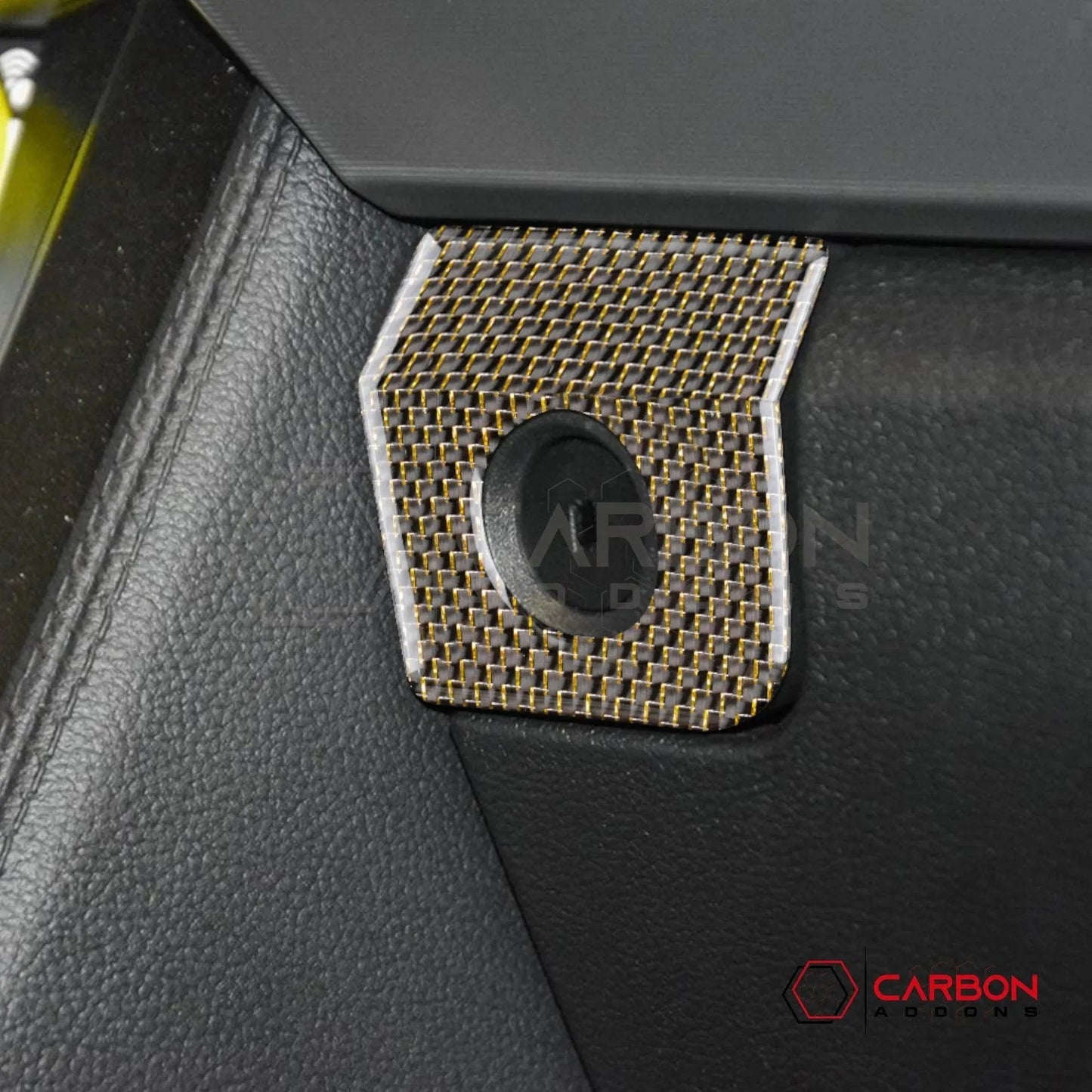 Reflective Carbon Fiber Glove Box Lock Trim Overlay for 2015–2023 Ford Mustang