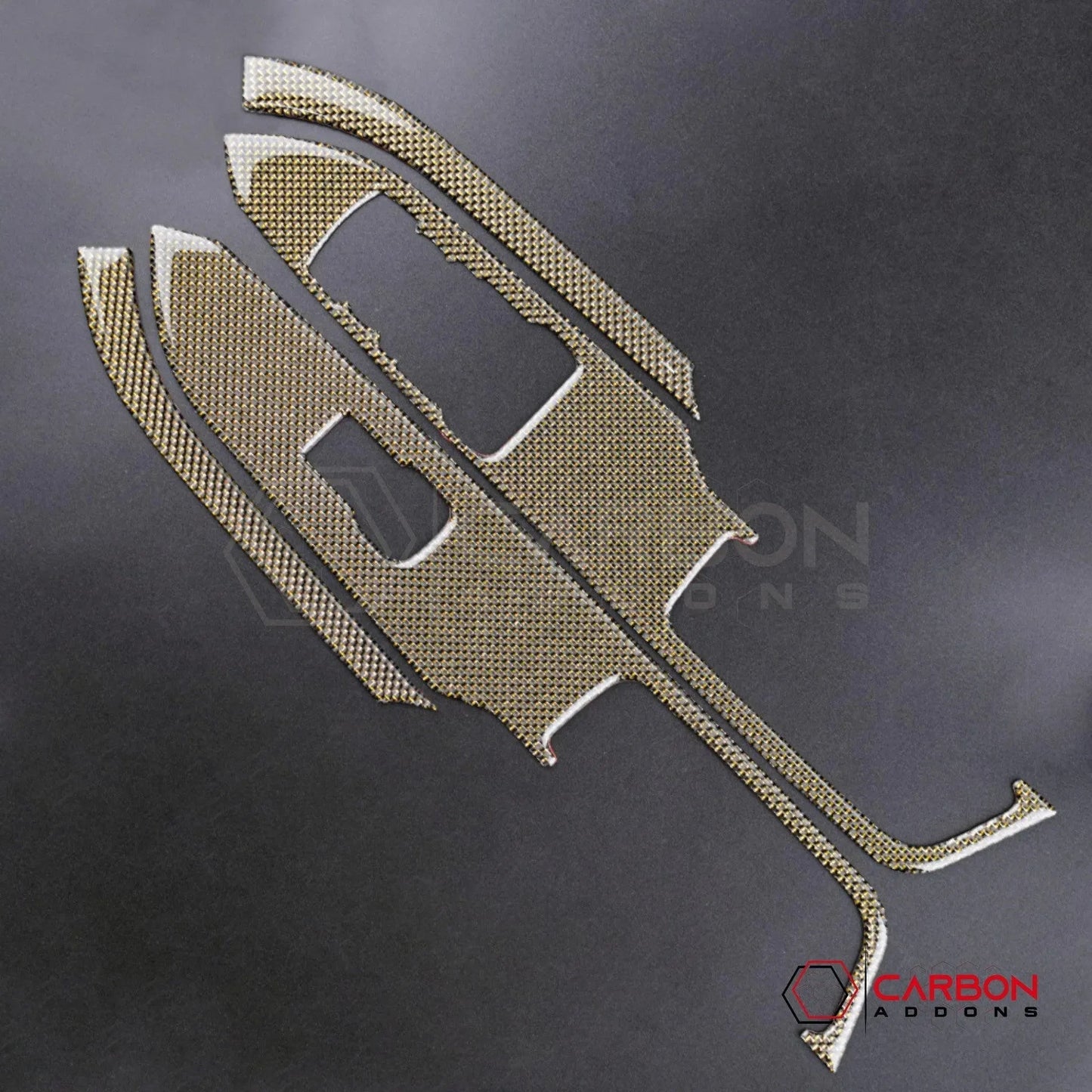 Reflective Carbon Fiber Window Switch Trim Overlay for 2015–2023 Ford Mustang