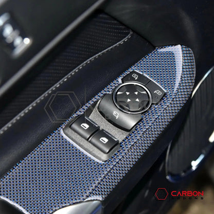 Reflective Carbon Fiber Window Switch Trim Overlay for 2015–2023 Ford Mustang