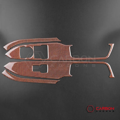 Reflective Carbon Fiber Window Switch Trim Overlay for 2015–2023 Ford Mustang