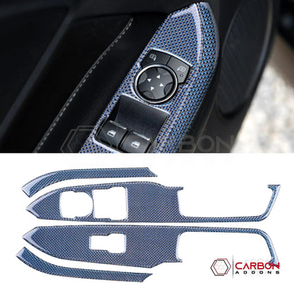 Reflective Carbon Fiber Window Switch Trim Overlay for 2015–2023 Ford Mustang