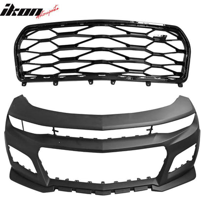 2016-2018 Chevy Camaro ZL1 Style Front Bumper + DRL Fog Lights Pair