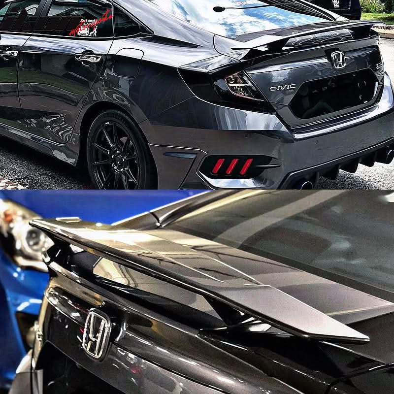 2016-2021 Honda Civic Sedan IKON Style Matte Black Rear Spoiler Wing