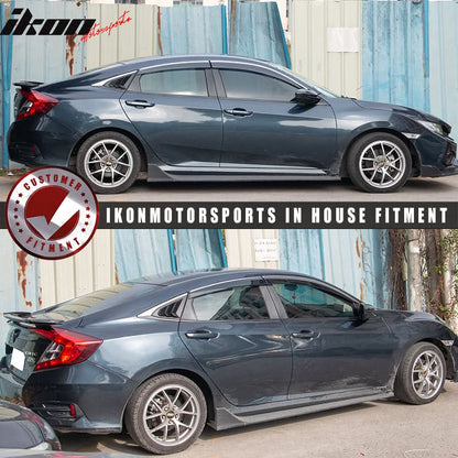 2016-2021 Honda Civic OE/Factory Style Window Visors w/ Chrome Trim PC