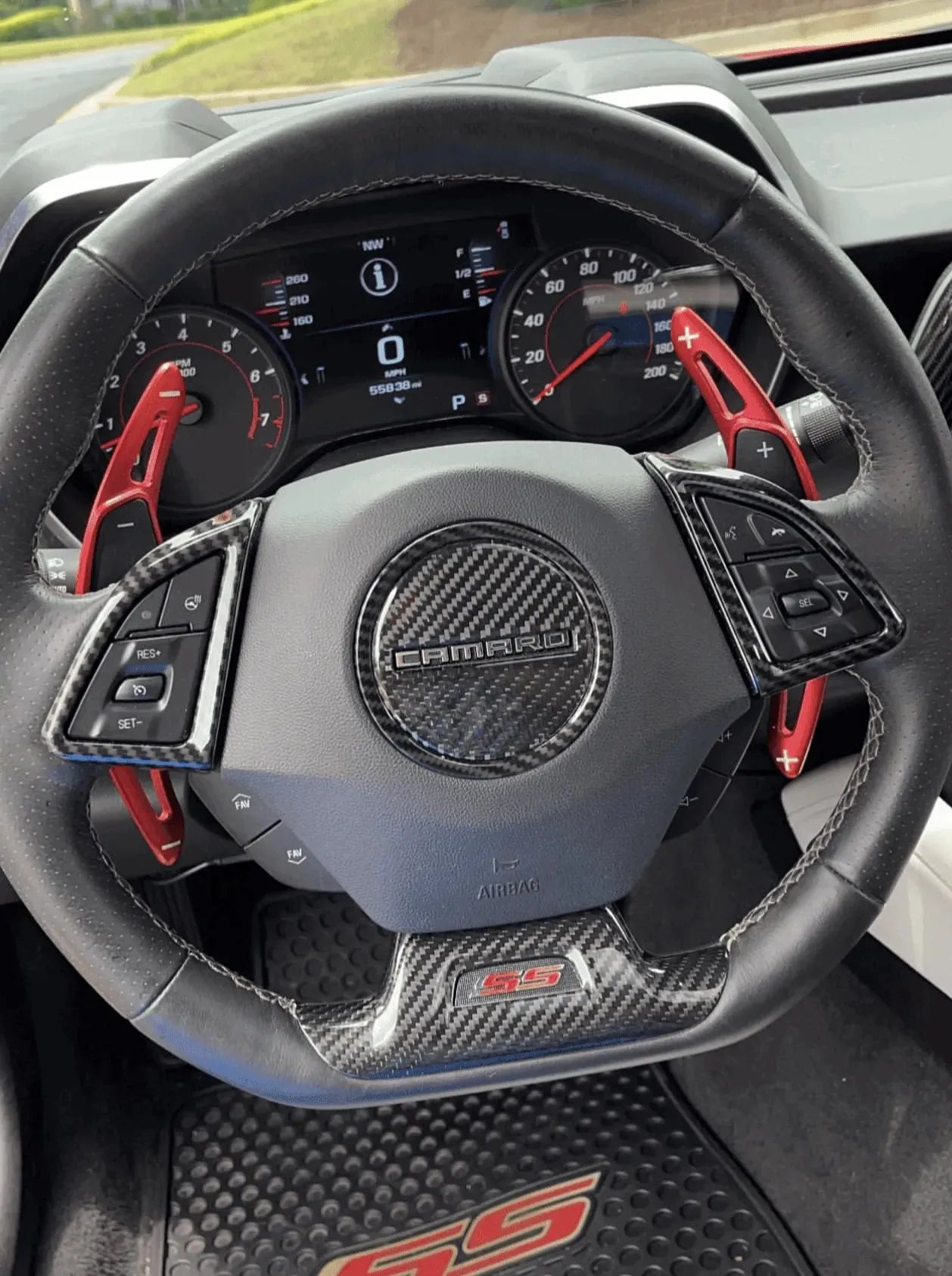 2016-2024 Camaro Carbon Fiber Lower Steering Wheel Emblem Trim Cover