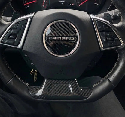 2016-2024 Camaro Carbon Fiber Lower Steering Wheel Emblem Trim Cover