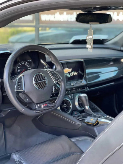 2016-2024 Camaro Carbon Fiber Lower Steering Wheel Emblem Trim Cover