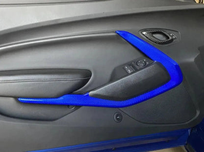 2016-2024 Camaro Real Carbon Fiber Interior Door Panel Chrome Trim Cover