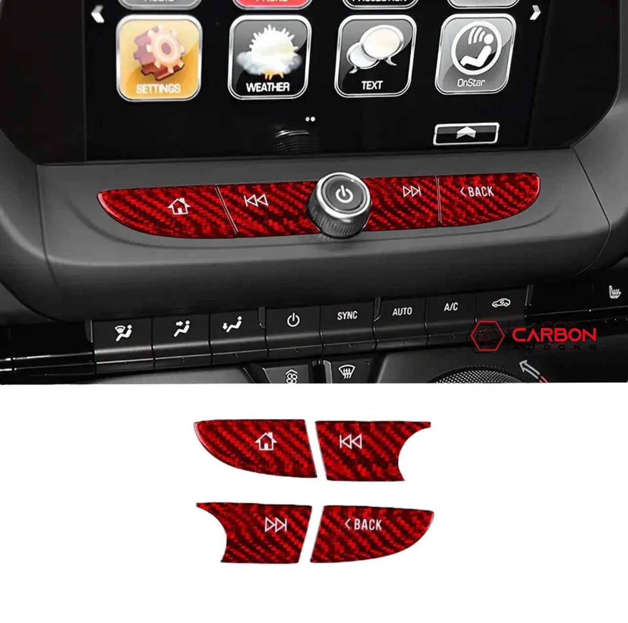 2016-2024 Chevy Camaro Real Carbon Fiber Interior Radio Navigation Button Covers