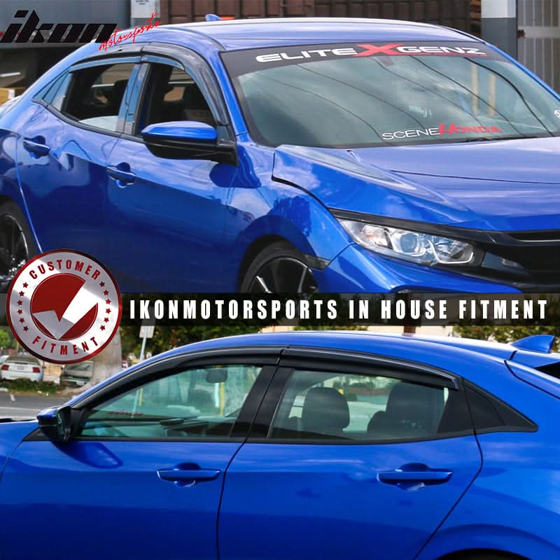 2017-2021 Honda Civic Hatchback 4PCS Mugen Style Window Visors Acrylic