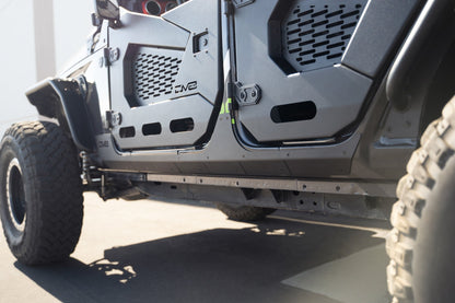 rear angle with 2018-2023 Jeep Wrangler JL 4-Door Rock Skins installed