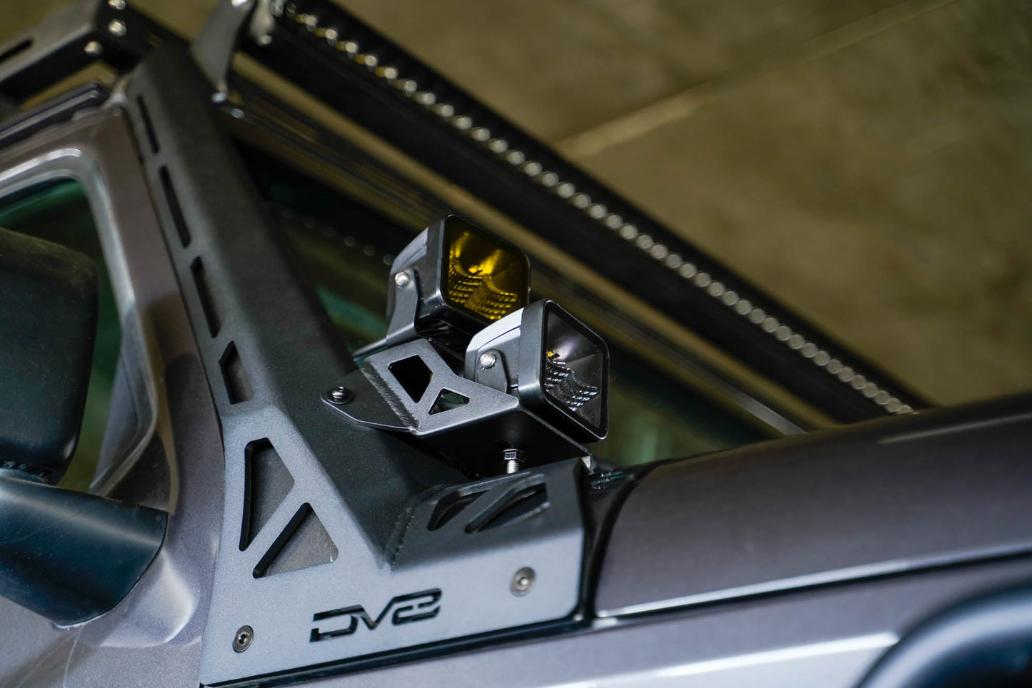 DV8 Offroad 2018-2024 Jeep Wrangler JL & Gladiator JT | A-Pillar Dual Light Pod Mounts LBJL-11