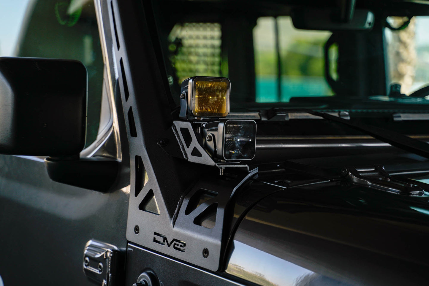 DV8 Offroad 2018-2024 Jeep Wrangler JL & Gladiator JT | A-Pillar Dual Light Pod Mounts LBJL-11