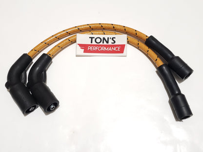 Cloth Braided Plug Wires Harley Sportster 2007+ / PAIR OF SHORT WIRES FOR RELOCATED COIL