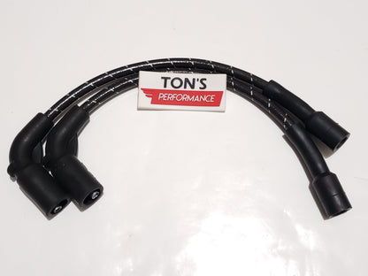 Cloth Braided Plug Wires Harley Sportster 2007+ / PAIR OF SHORT WIRES FOR RELOCATED COIL