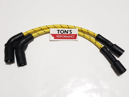 Cloth Braided Plug Wires Harley Sportster 2007+ / PAIR OF SHORT WIRES FOR RELOCATED COIL