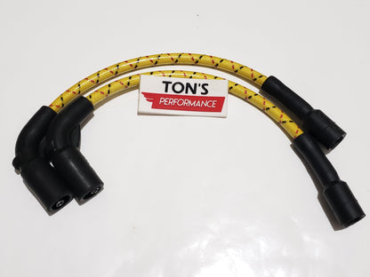 Cloth Braided Plug Wires Harley Sportster 2007+ / PAIR OF SHORT WIRES FOR RELOCATED COIL