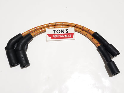 Cloth Braided Plug Wires Harley Sportster 2007+ / PAIR OF SHORT WIRES FOR RELOCATED COIL