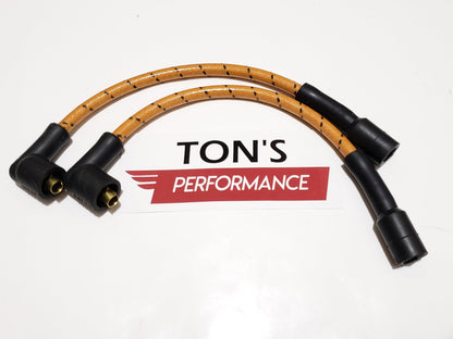 Cloth Braided Plug Wires Harley Sportster 1988 - 2003 / PAIR OF SHORT WIRES FOR RELOCATED COIL