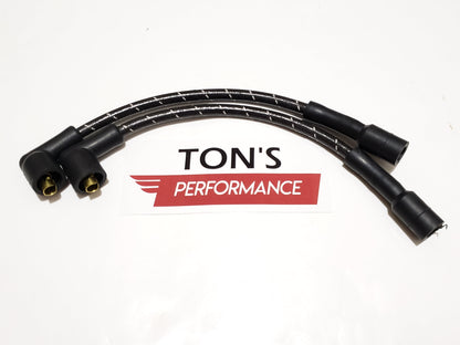 Cloth Braided Plug Wires Harley Sportster 1988 - 2003 / PAIR OF SHORT WIRES FOR RELOCATED COIL
