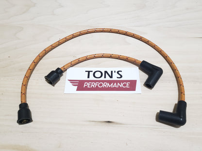 Cloth Braided Plug Wires Harley Dyna Softail 1991 - 1998 / PAIR OF REPLACEMENT OEM LENGTH WIRES