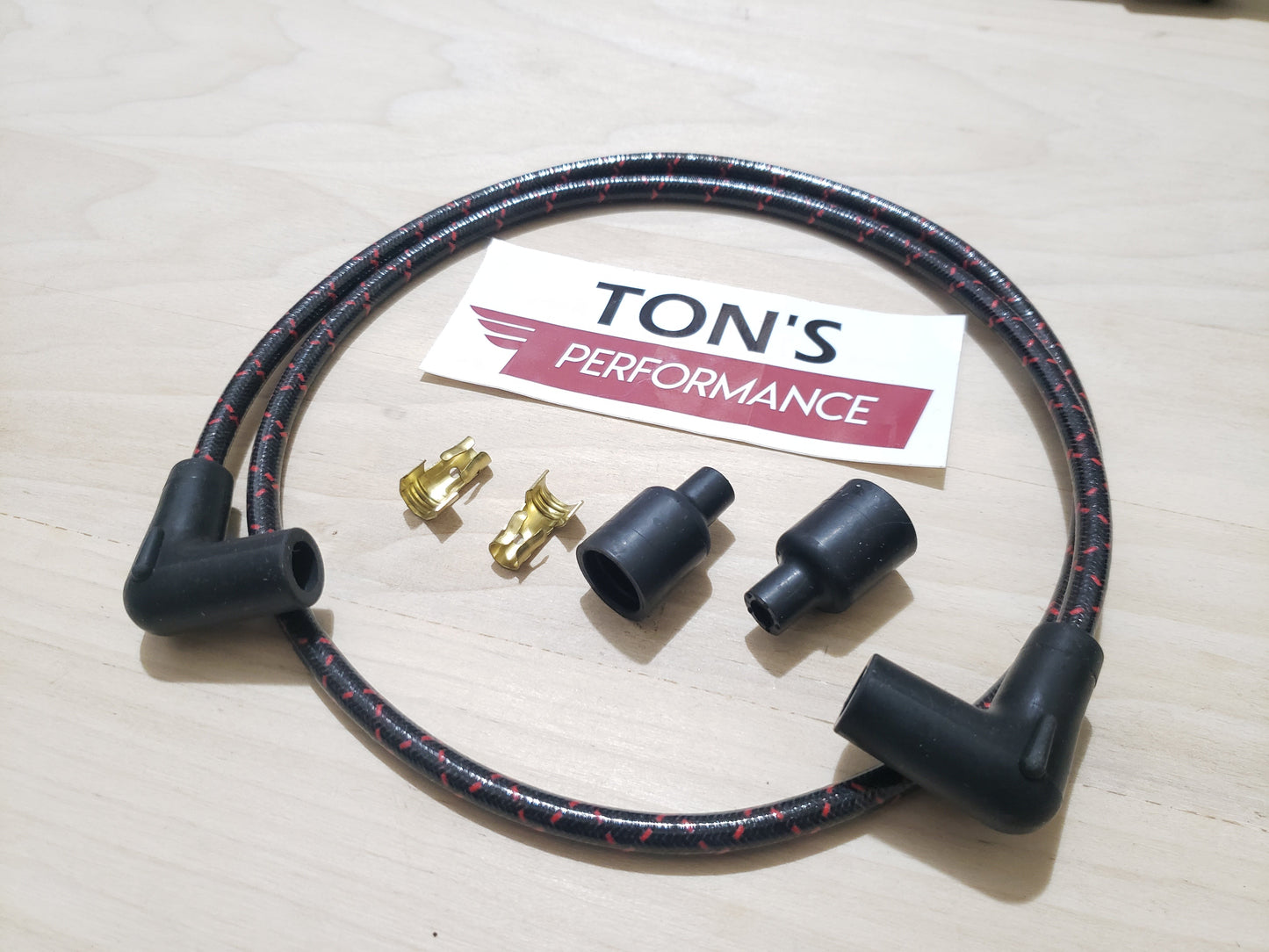 Universal 48" 7mm Copper Core Cloth Braided Spark Plug Wire kit - Motorcycle