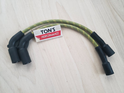 Cloth Braided Plug Wires Harley Sportster 2007+ / PAIR OF SHORT WIRES FOR RELOCATED COIL