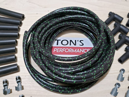8mm Suppression Core Cloth Braided Spark Plug Wire [Sold By The Foot]