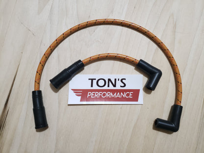 Cloth Braided Plug Wires Harley Dyna Softail 1999 - 2017 / PAIR OF REPLACEMENT OEM LENGTH WIRES