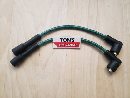 Cloth Braided Plug Wires Harley Sportster 1988 - 2003 / PAIR OF SHORT WIRES FOR RELOCATED COIL