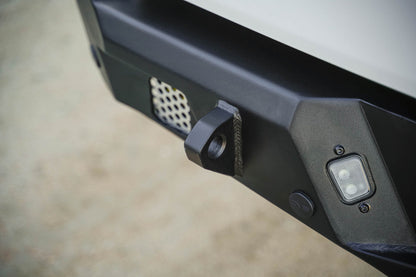 MTO Series Rear Bumper for the 2020-2023 Jeep Gladiator JT, d-ring shackles, sensor plugs, and license plate lights