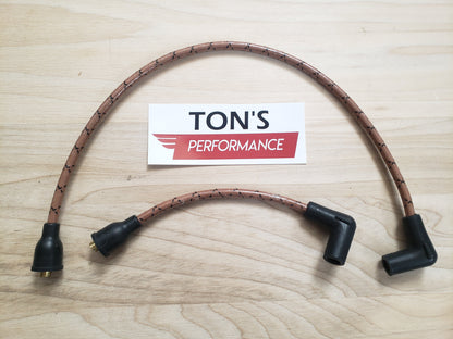 Cloth Braided Plug Wires Harley Dyna Softail 1991 - 1998 / PAIR OF REPLACEMENT OEM LENGTH WIRES