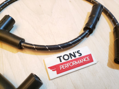 Cloth Braided Plug Wires Harley Dyna Softail 1991 - 1998 / PAIR OF REPLACEMENT OEM LENGTH WIRES