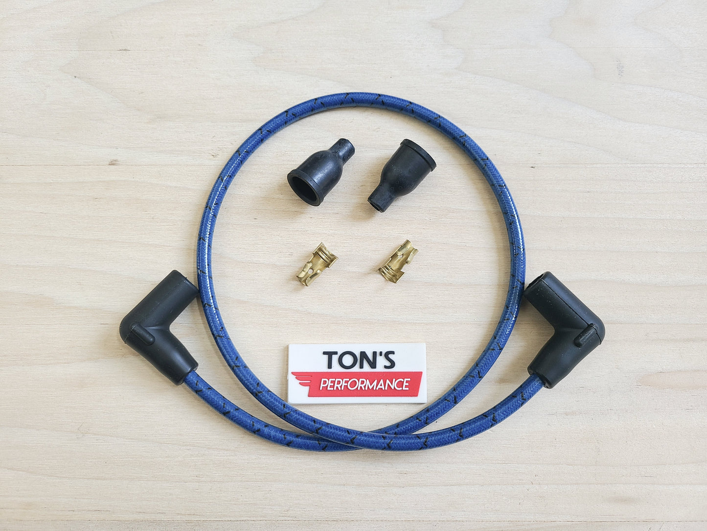 Universal 48" 7mm Copper Core Cloth Braided Spark Plug Wire kit - Motorcycle