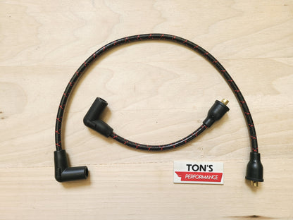 Cloth Braided Plug Wires Harley Dyna Softail 1991 - 1998 / PAIR OF REPLACEMENT OEM LENGTH WIRES