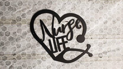 Nurse Life Heart Love Sign – Metal Wall Art for Nurses, Medical Decor, Unique Gift for Healthcare Workers