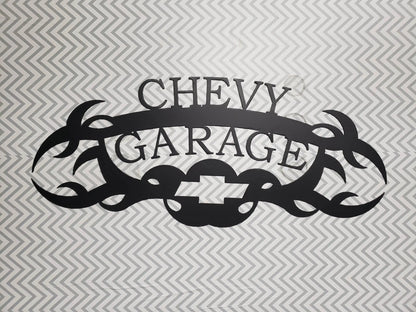Chevy Garage Metal Sign – Custom Plasma Cut Steel Wall Decor for Garage, Shop, or Mancave