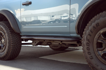 2021-2023 Ford Bronco 2-Door Pinch Weld Covers installed along with the 2-door steps